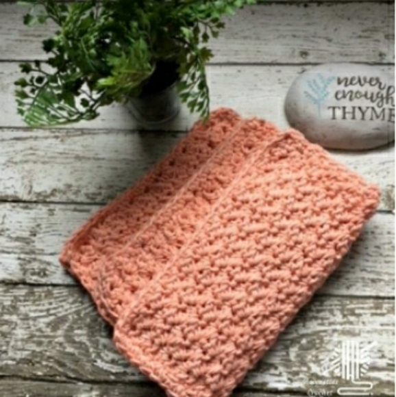 Handmade Cotton Dish Cloths Peach